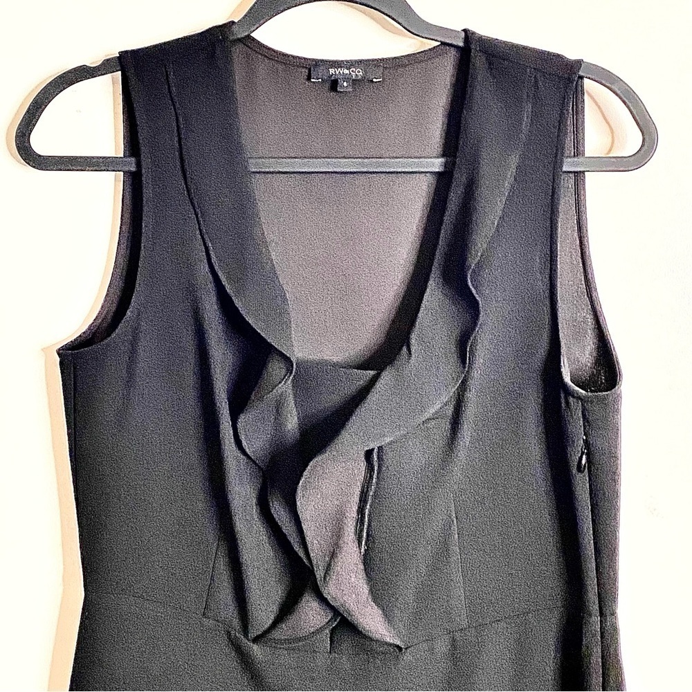 RW&CO Elegant Ruffled Black Sleeveless Dress for Simple Elegance US 8 - Picture 4 of 16